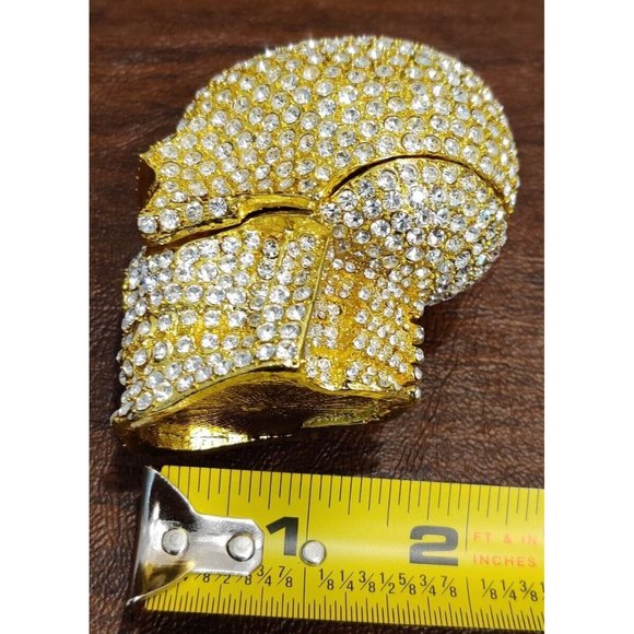 Golden Skull Trinket Jewelry Box with Stunning Rhinestone? Appx 2.75x2x2.5" - Picture 15 of 16